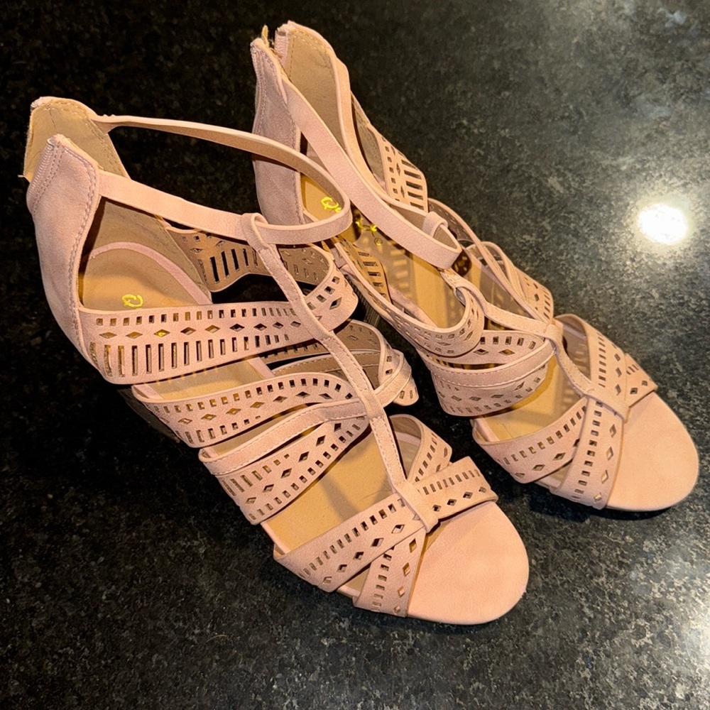 Pink wedge heels, size 10